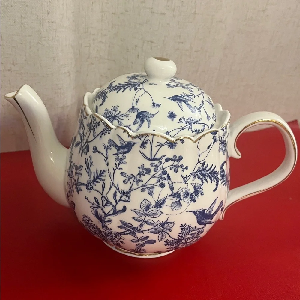 Blue White Bird by GRACE'S TEAWARE 5.5”H 5”D